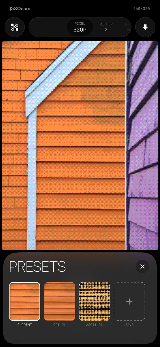 Saved looks in the pixOcam preset drawer